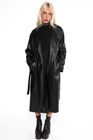 Mara Oversized Faux Leather Trench Coat