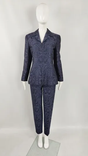 Marella Vintage Womens Purple Damask Trouser Suit