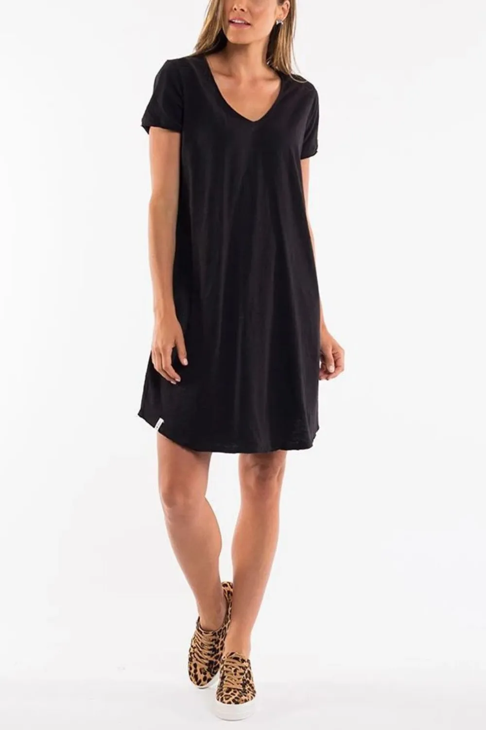 Mary Go Tee Dress In Solid Black