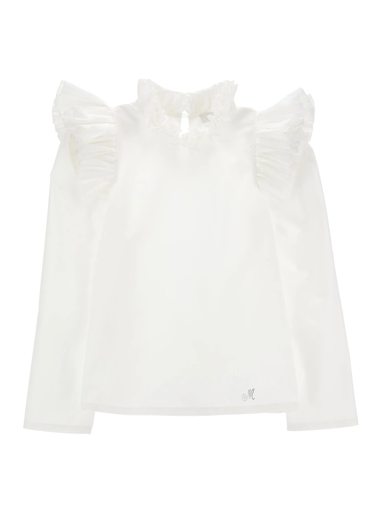 ML White Ruffle Shoulder Blouse