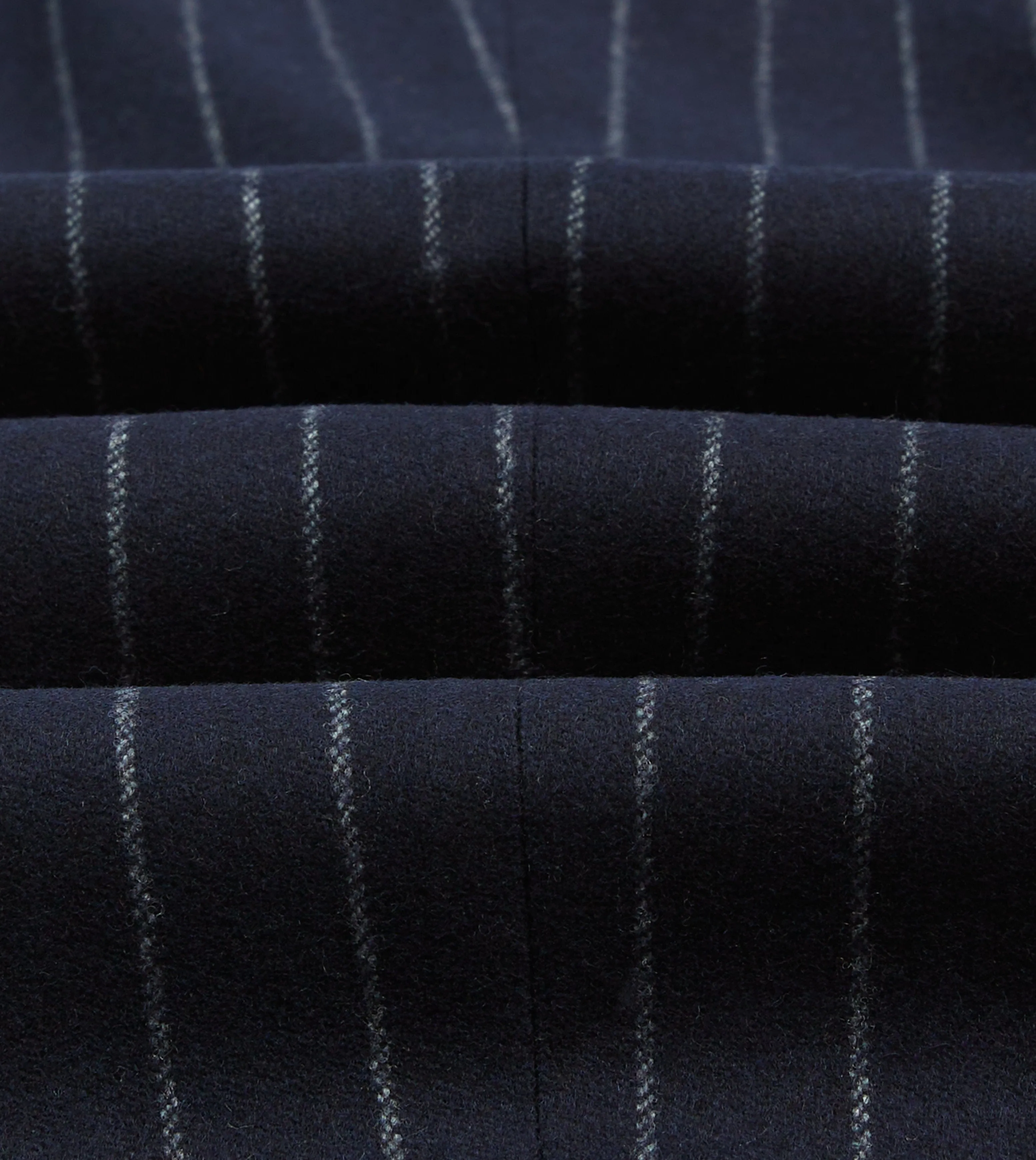 Navy Chalkstripe Wool Flannel Flat Front Trouser