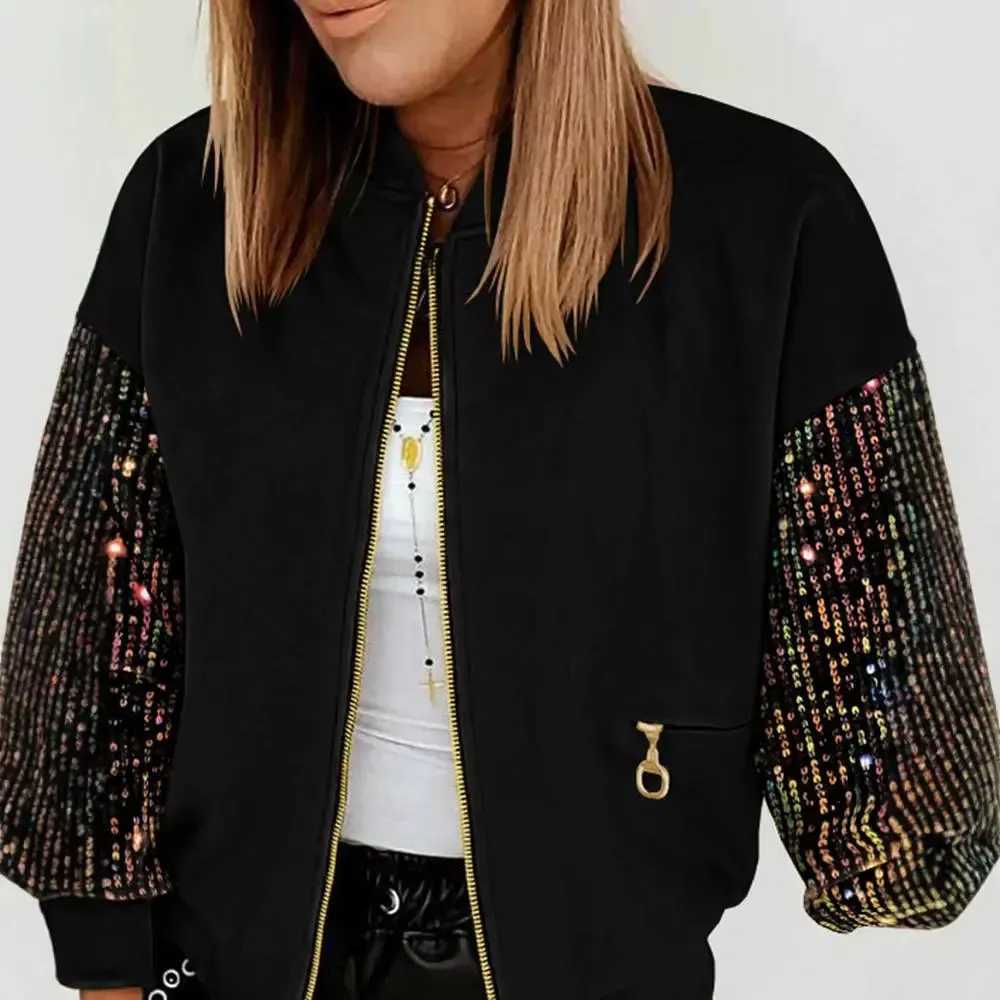 New Colourful Sequin Stitching Long-sleeved Jacket