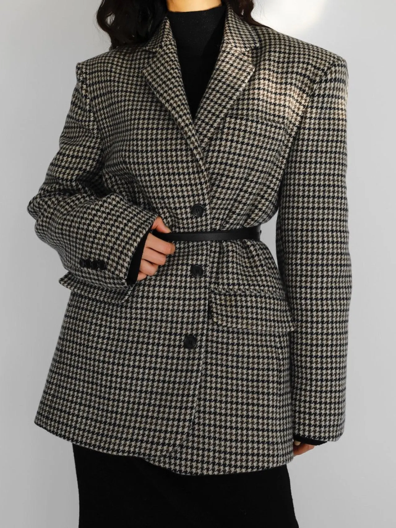 OVERSIZED HOUNDSTOOTH WOOL BLAZER