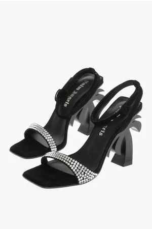 Palm Angels Leather Sandals With Rhinestones And Statement Heel