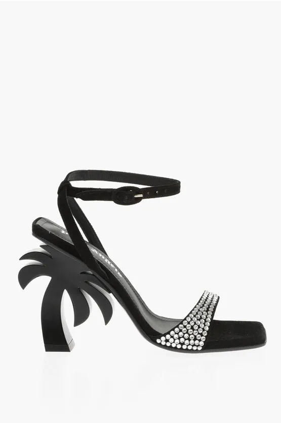 Palm Angels Leather Sandals With Rhinestones And Statement Heel