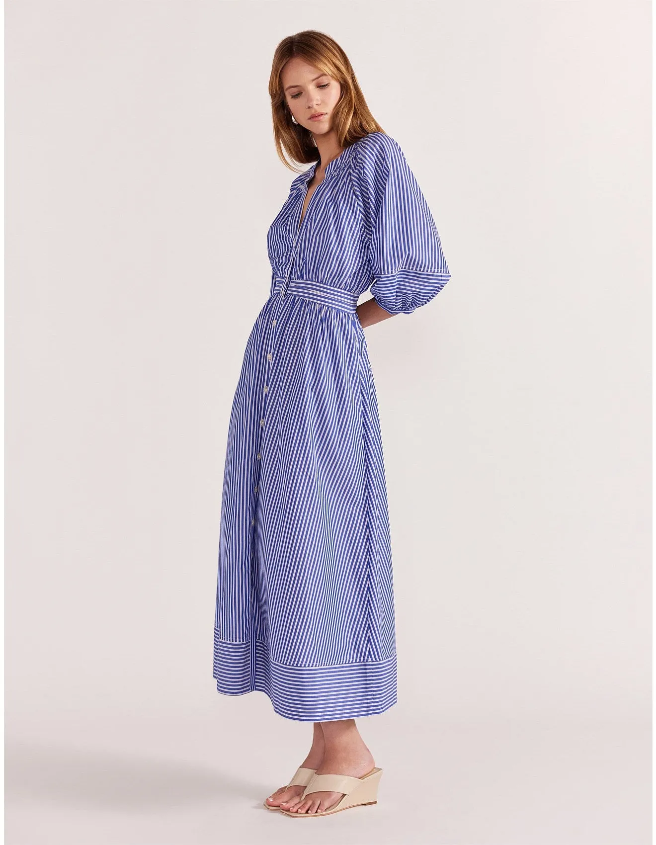 Petra Midi Dress - Blue Stripe