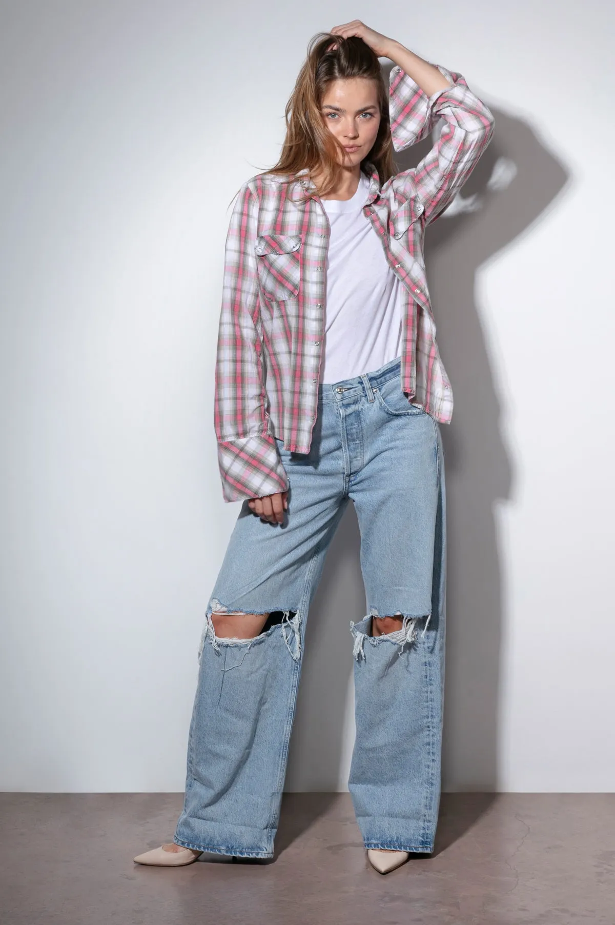 Pink Dakota Checkered Charm Snap-Down Shirt