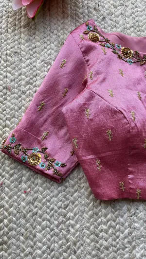 Pink silk hand made blouse