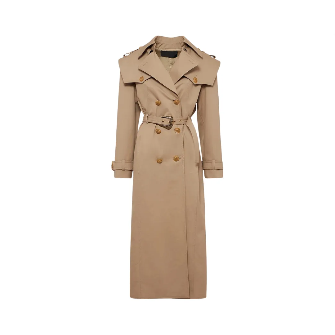 Pre Order:  Double Breasted Waistband Solid Trench Coat