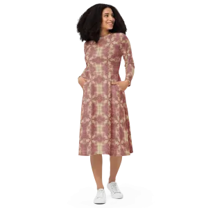 Recursia Argyle Rewired II Long Sleeve Midi Dress In Pink