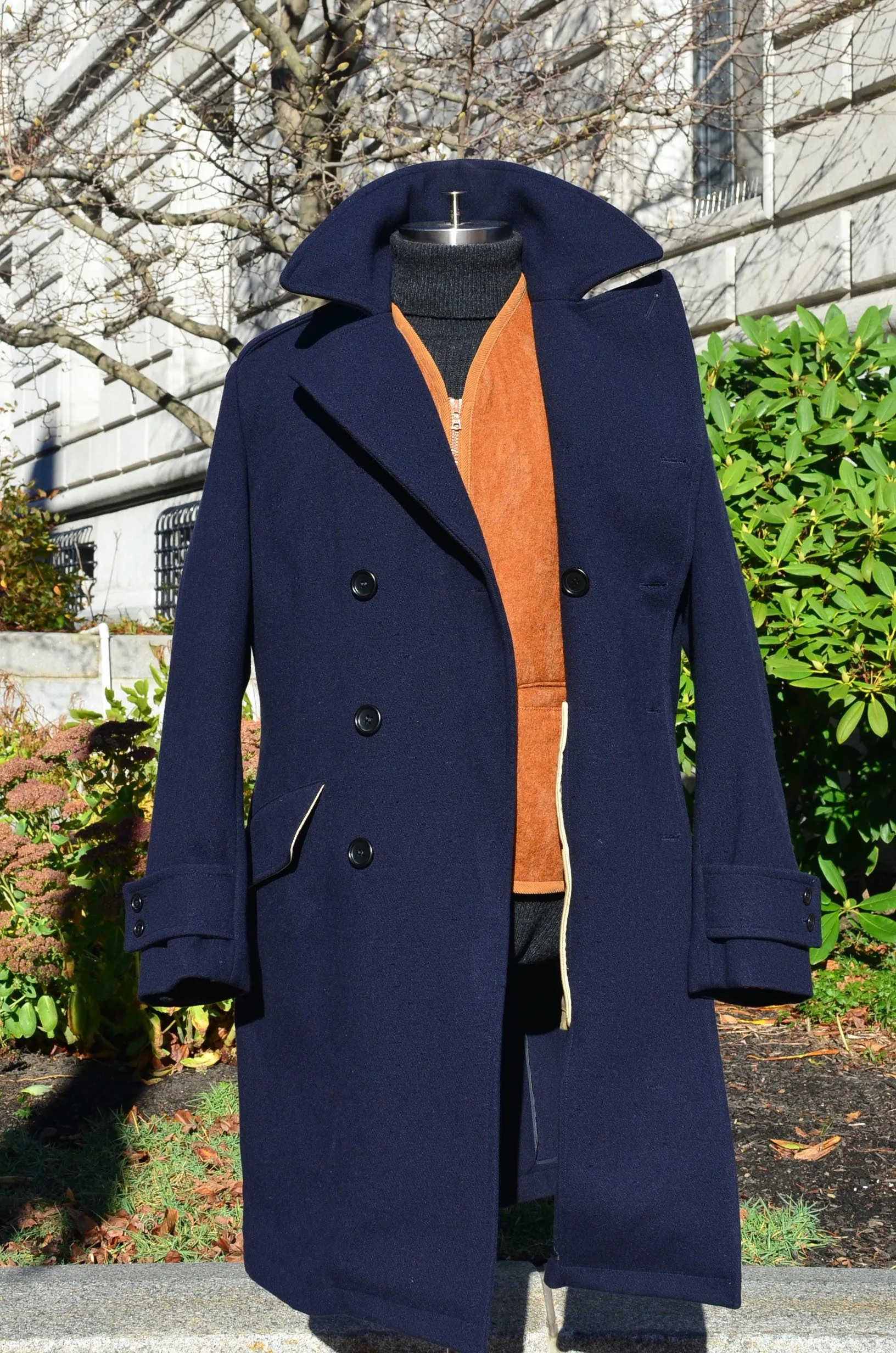 RR ITALY - OFFICER'S DOUBLE BREASTED TRENCH COAT (NAVY)