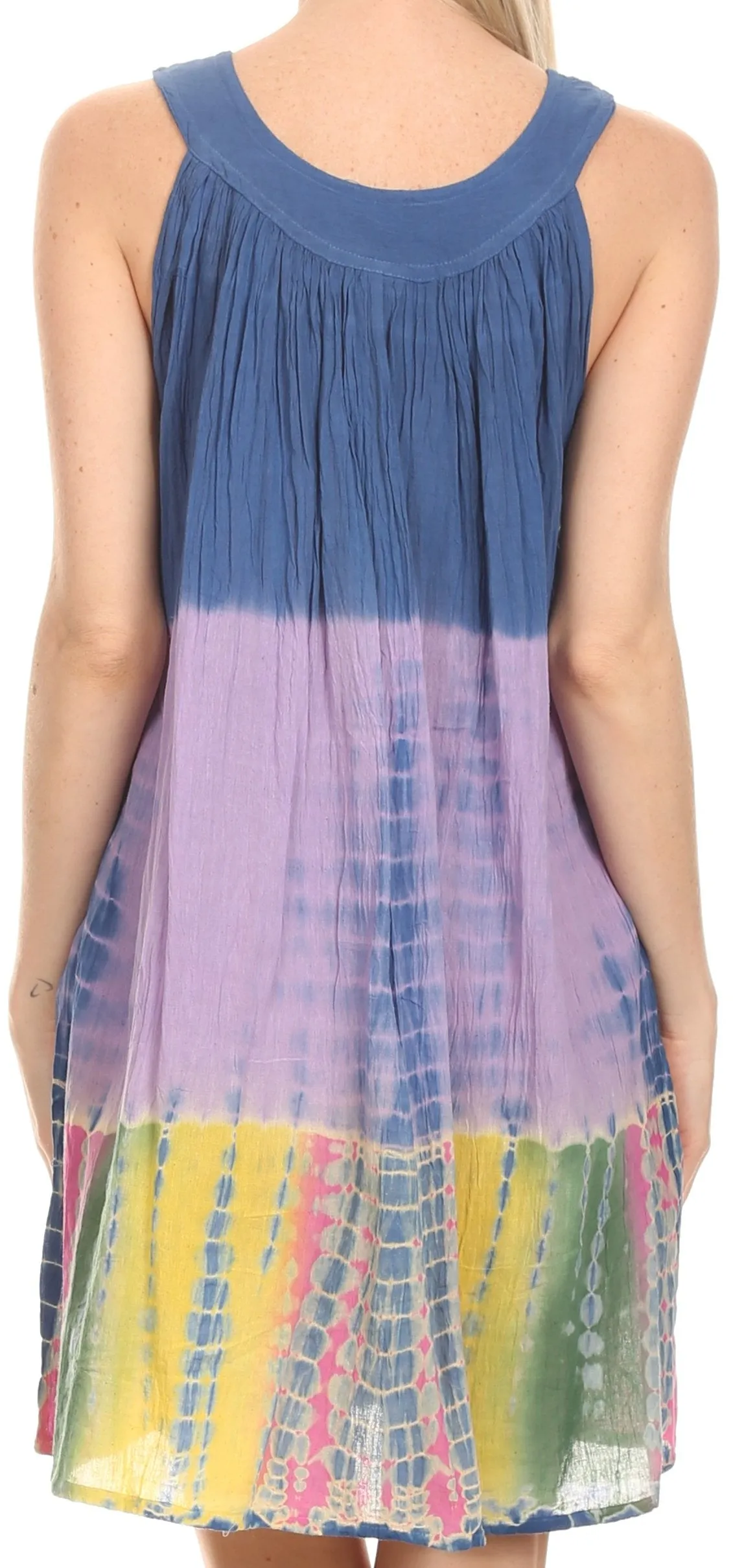 Sakkas  Amber Rose Sleeveless V-Neck Embroidered Ombre Tie Dye Tank Top Blouse / Tunic