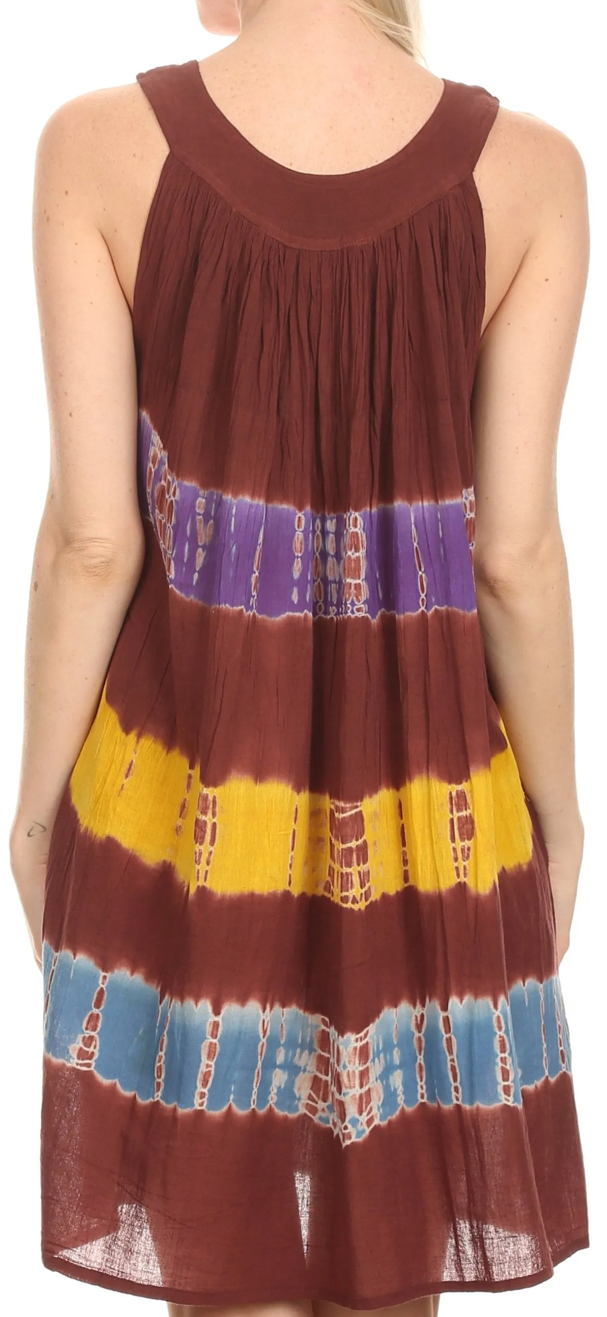 Sakkas  Amber Rose Sleeveless V-Neck Embroidered Ombre Tie Dye Tank Top Blouse / Tunic