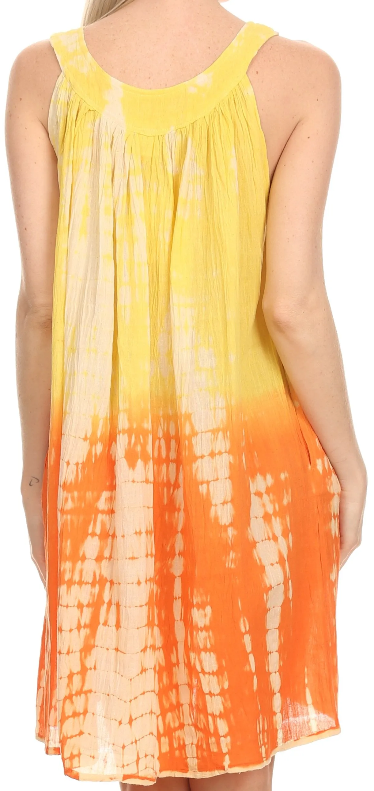 Sakkas  Amber Rose Sleeveless V-Neck Embroidered Ombre Tie Dye Tank Top Blouse / Tunic