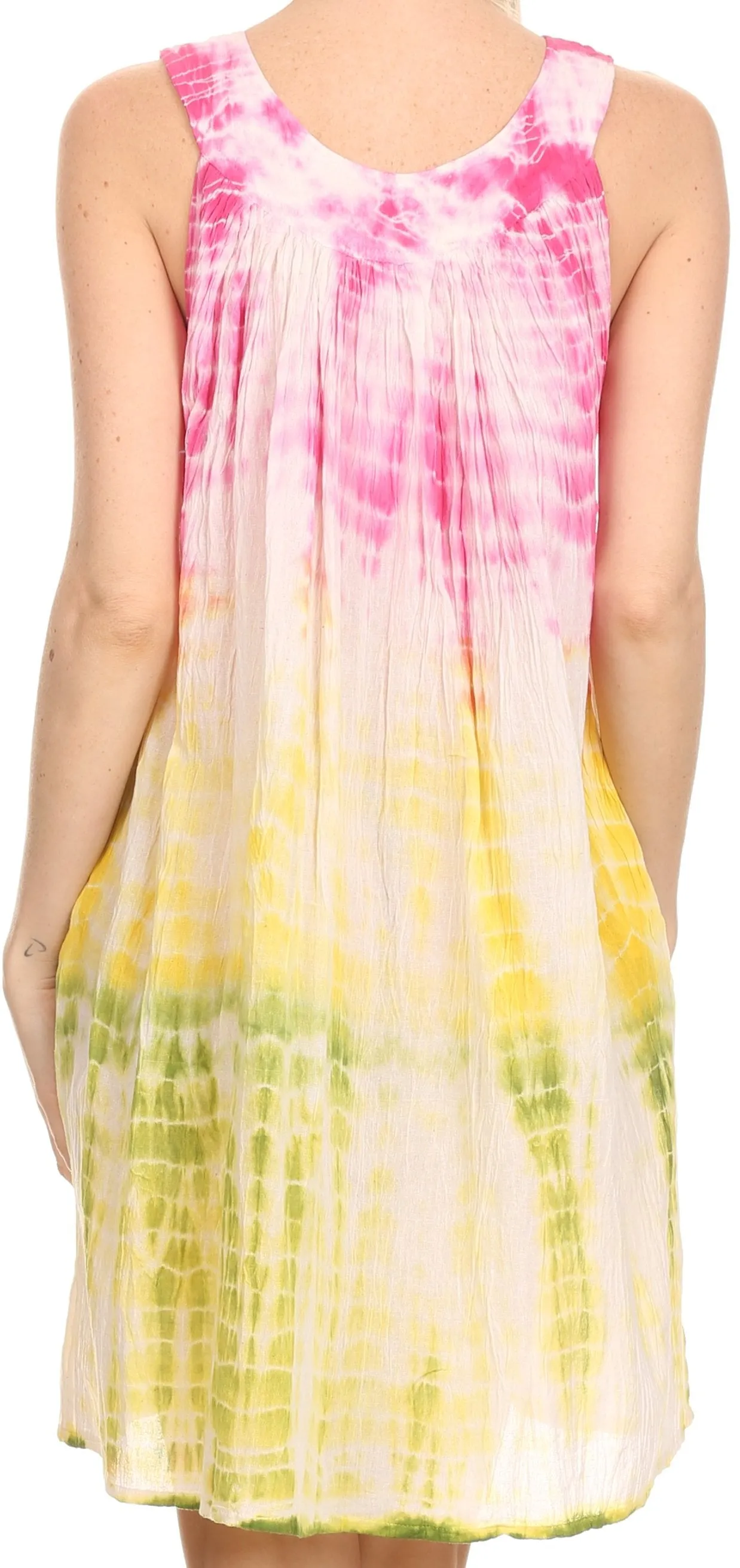 Sakkas  Amber Rose Sleeveless V-Neck Embroidered Ombre Tie Dye Tank Top Blouse / Tunic