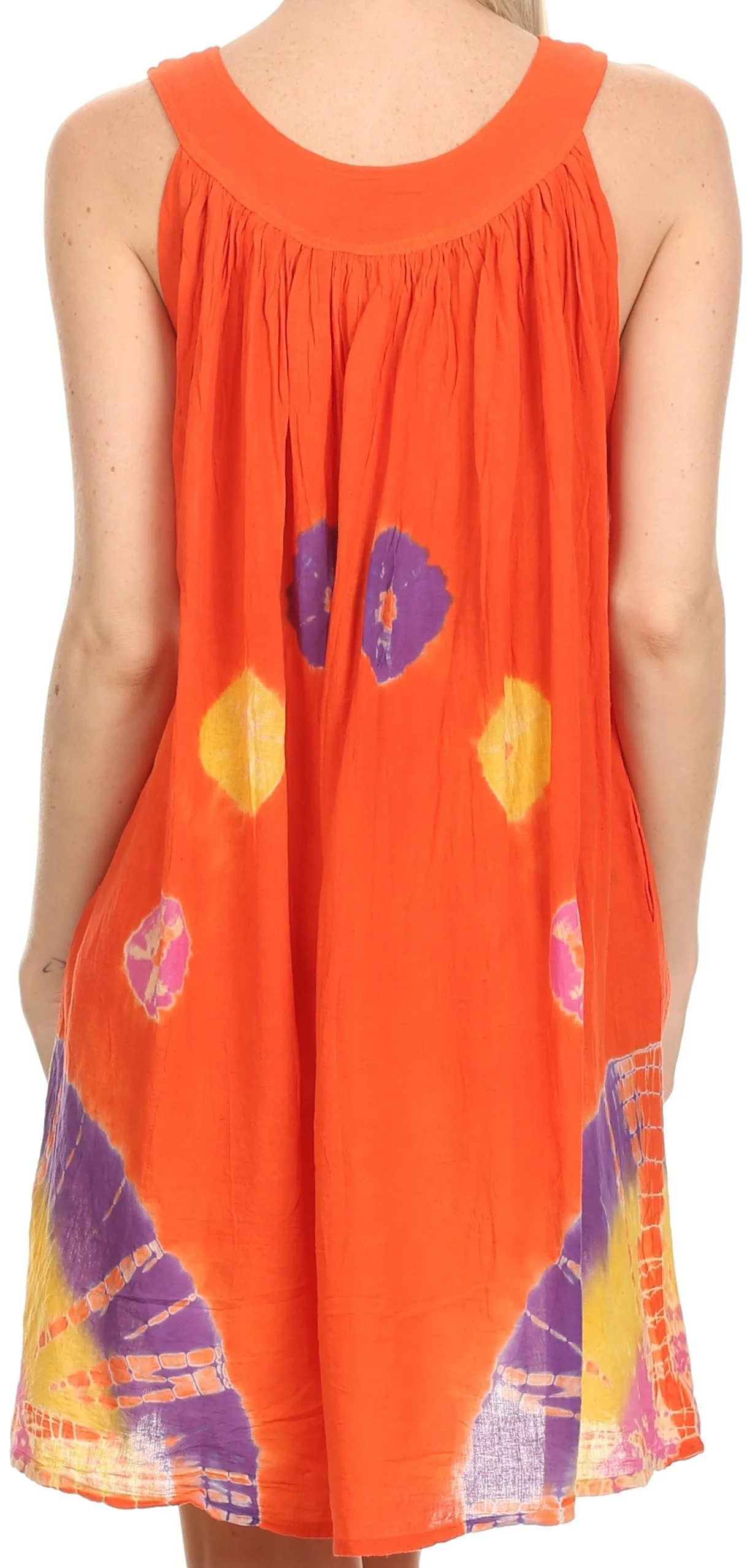 Sakkas  Amber Rose Sleeveless V-Neck Embroidered Ombre Tie Dye Tank Top Blouse / Tunic