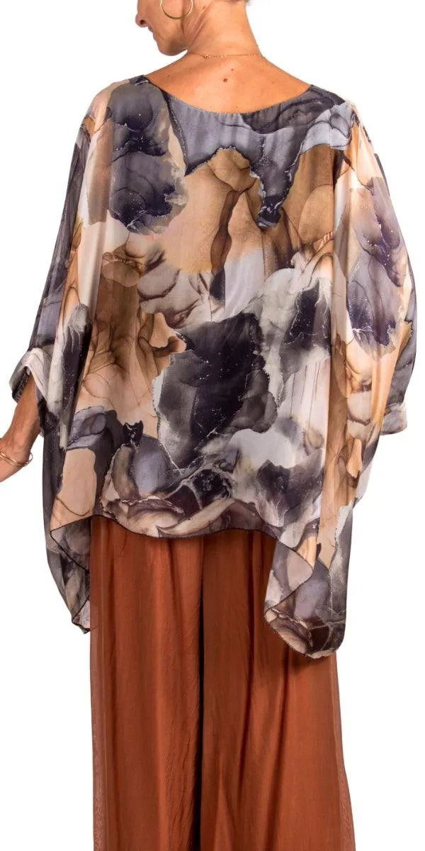 Seta Marble Ink Print Kaftan