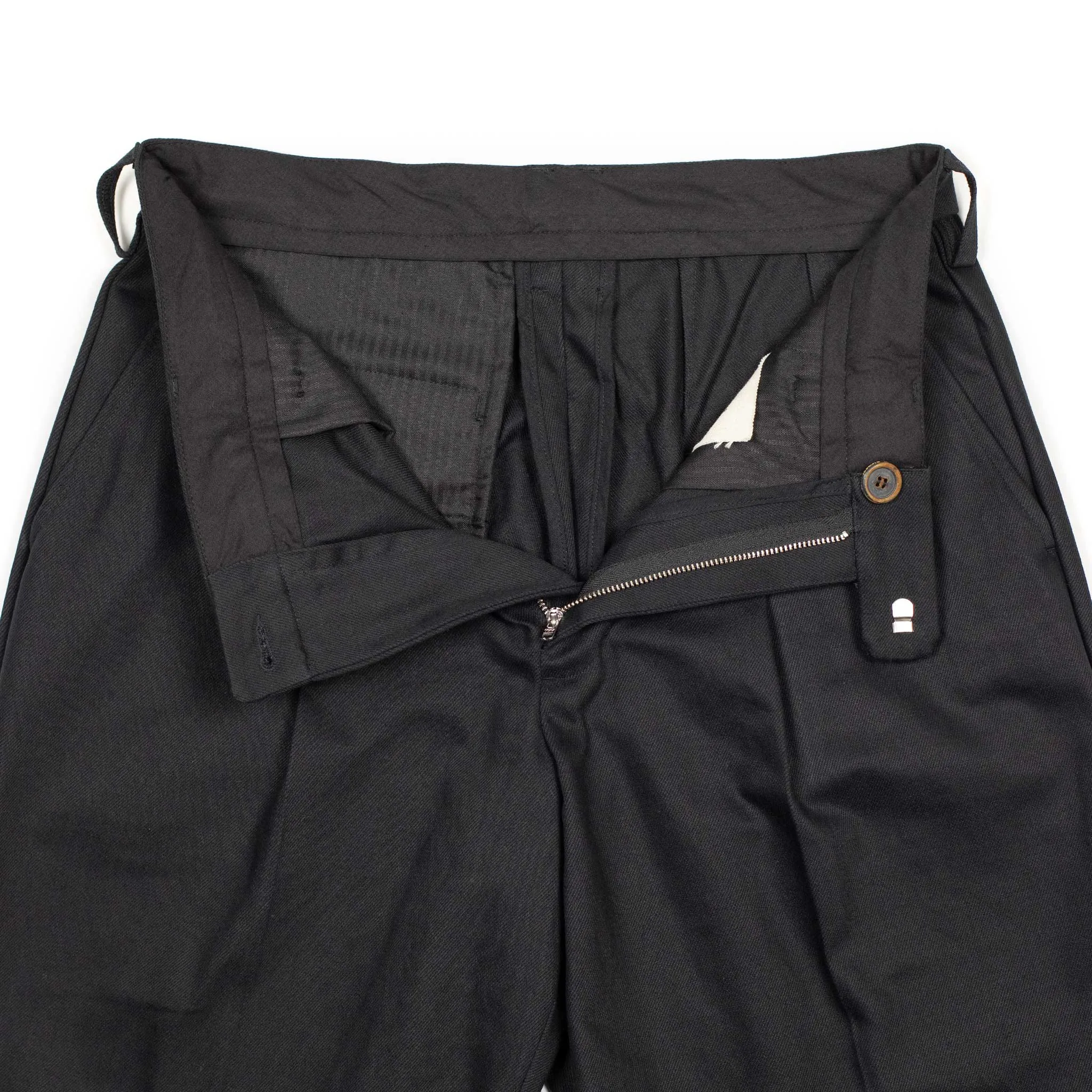 Sheffield pleated tapered trousers in midnight Japanese cotton twill