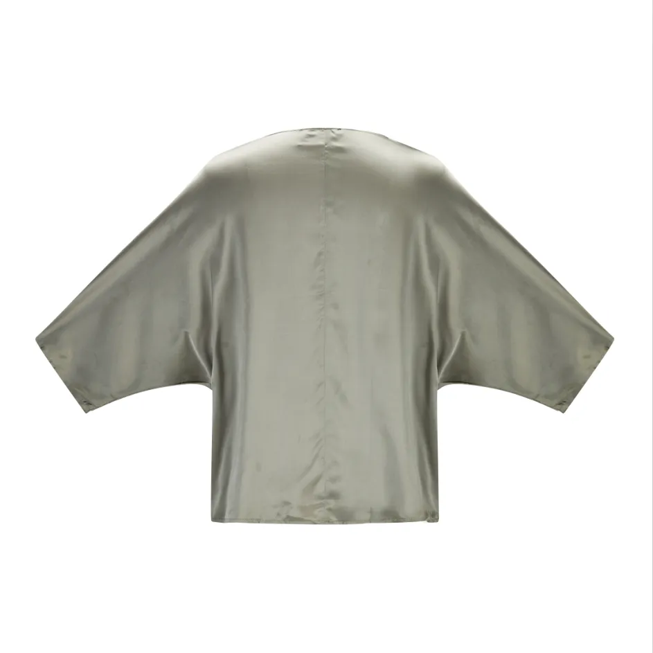 Silk blouse #BLS2105 - Grey- silk satin