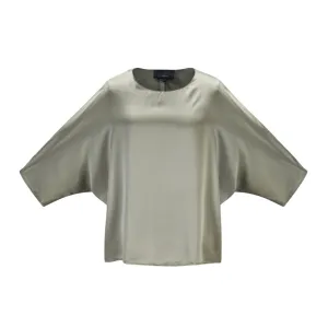 Silk blouse #BLS2105 - Grey- silk satin