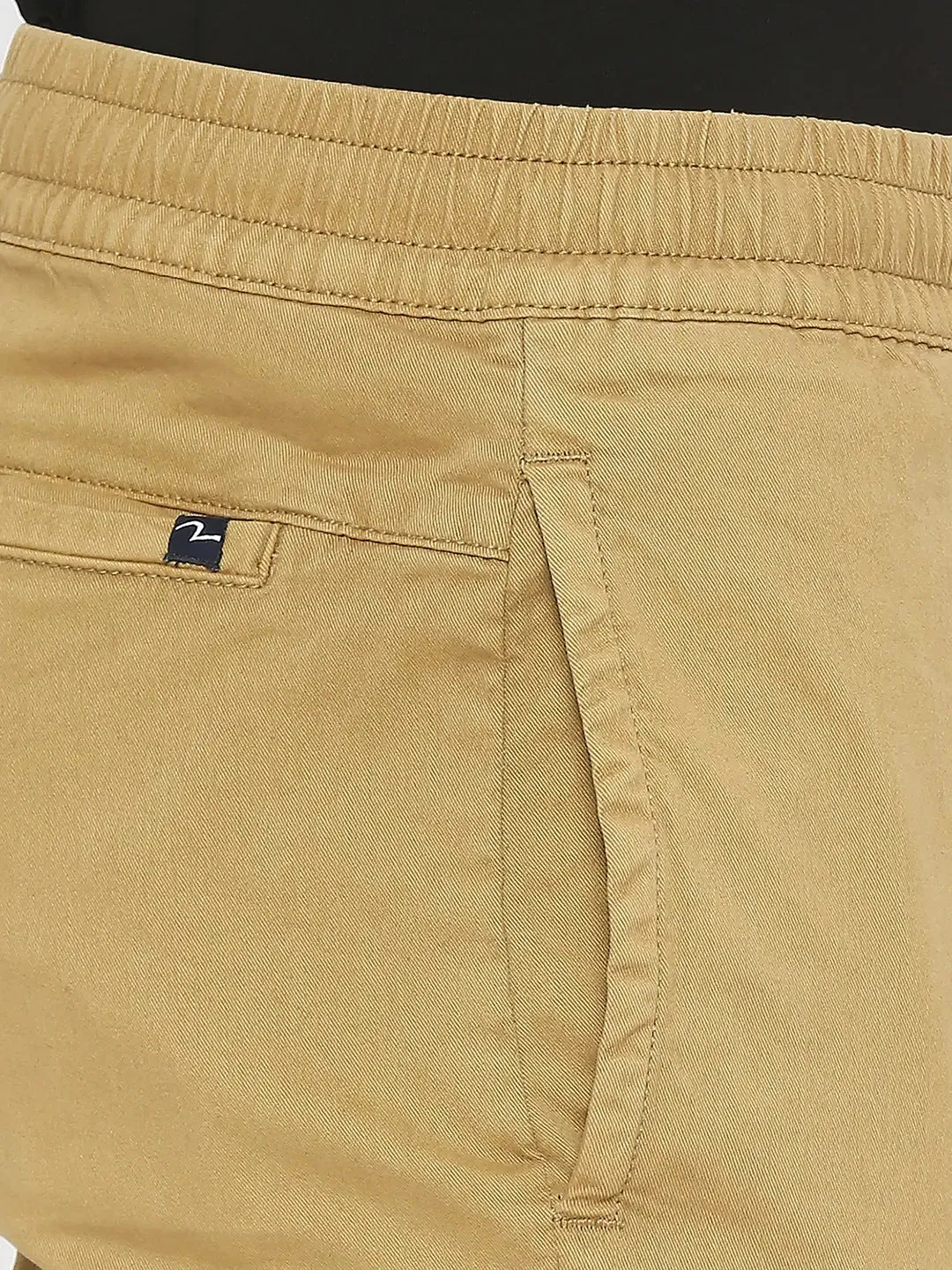 Spykar Men Beige Lycra Slim Fit Ankle Length Plain Trousers