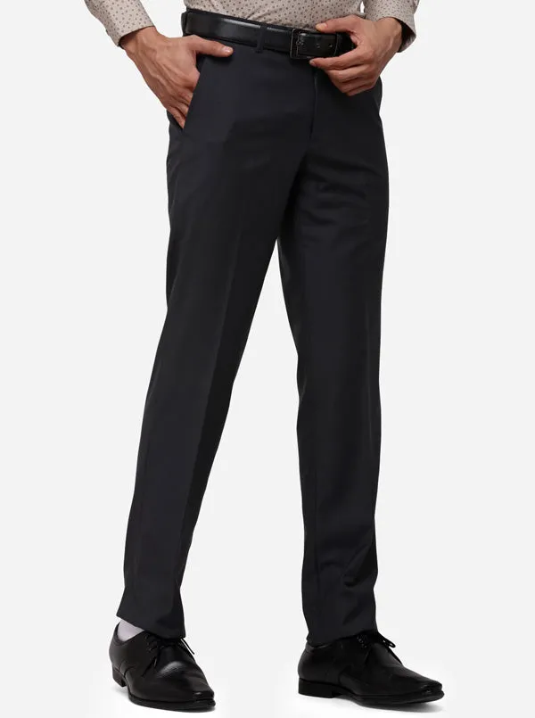 Steel Grey Slim Fit Solid Formal Trouser | Metal