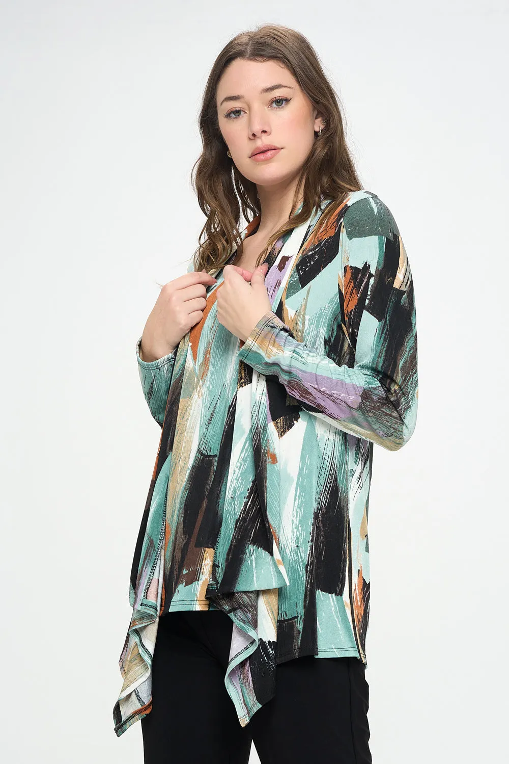 Stretchy Print Mid Cut Jacket Long Sleeve Print-4028BN-LRP1-W379