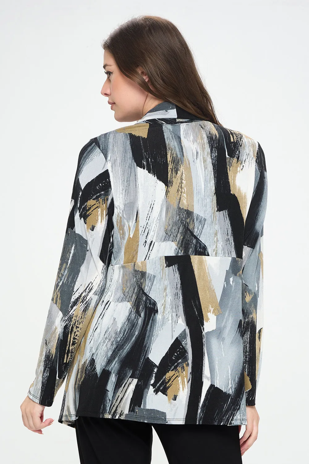 Stretchy Print Mid Cut Jacket Long Sleeve Print-4028BN-LRP1-W379