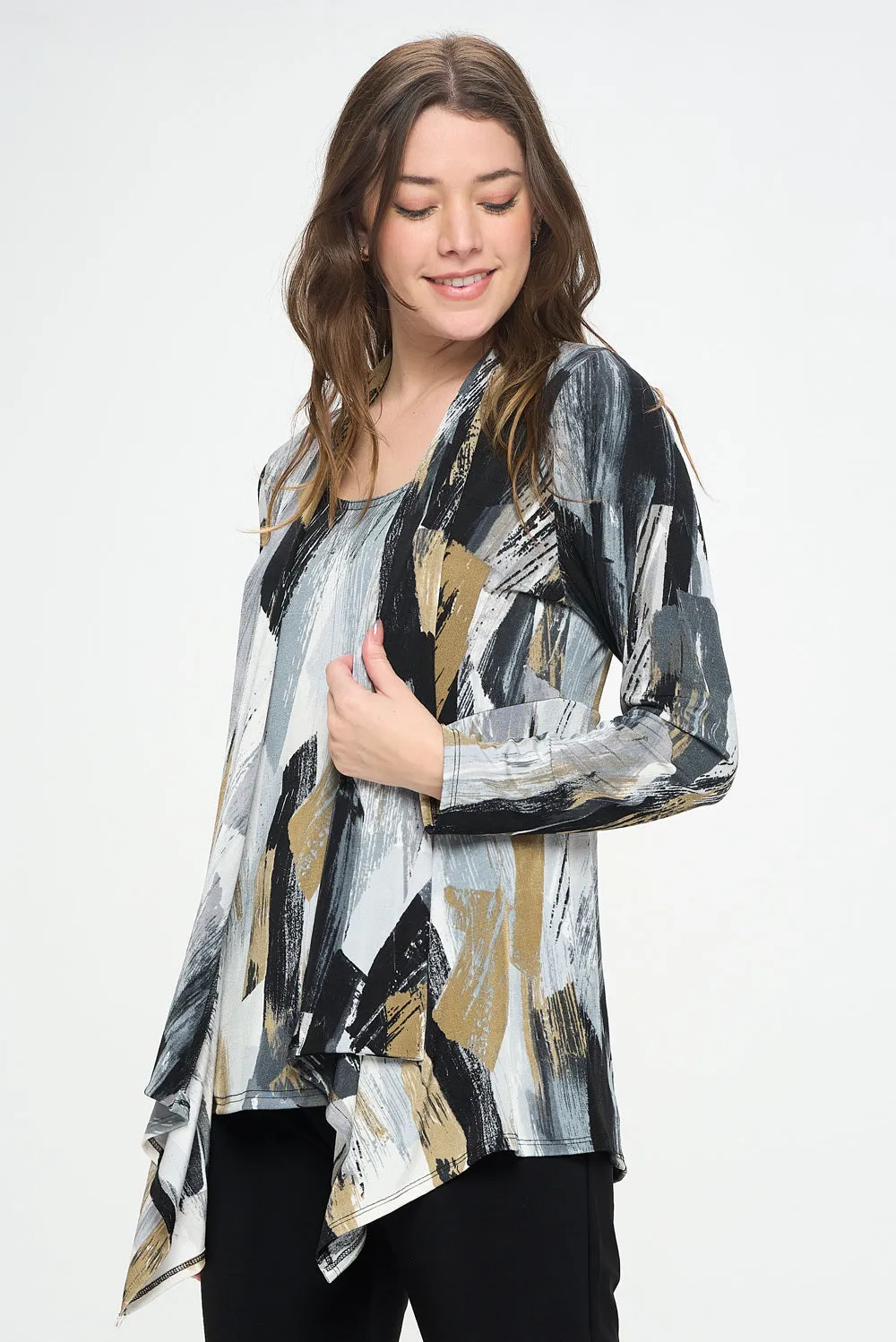 Stretchy Print Mid Cut Jacket Long Sleeve Print-4028BN-LRP1-W379