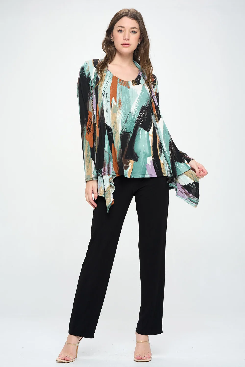 Stretchy Print Mid Cut Jacket Long Sleeve Print-4028BN-LRP1-W379