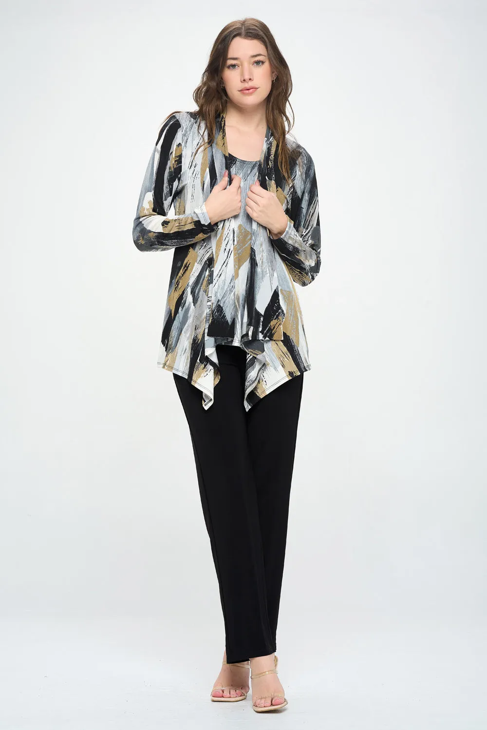 Stretchy Print Mid Cut Jacket Long Sleeve Print-4028BN-LRP1-W379