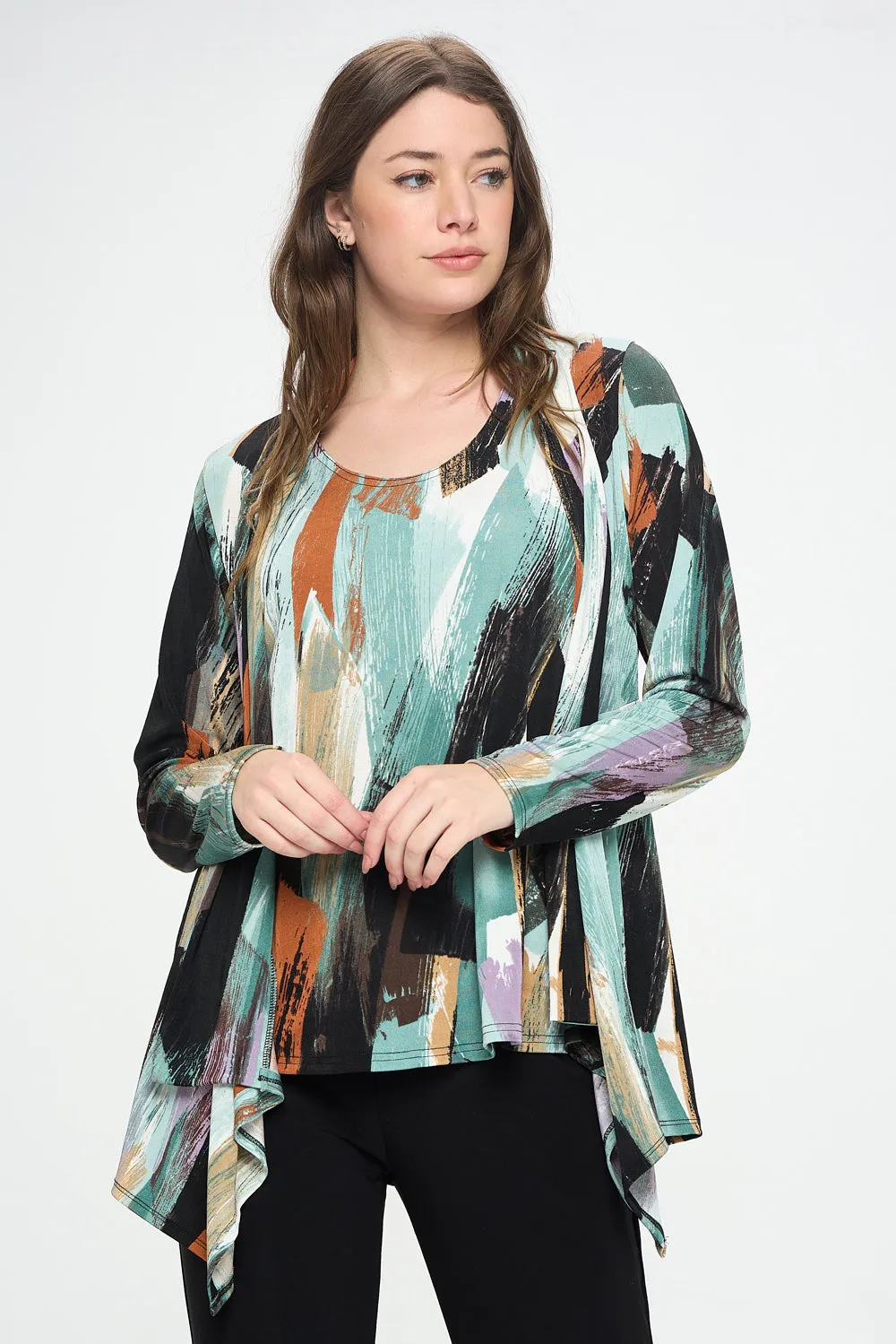 Stretchy Print Mid Cut Jacket Long Sleeve Print-4028BN-LRP1-W379