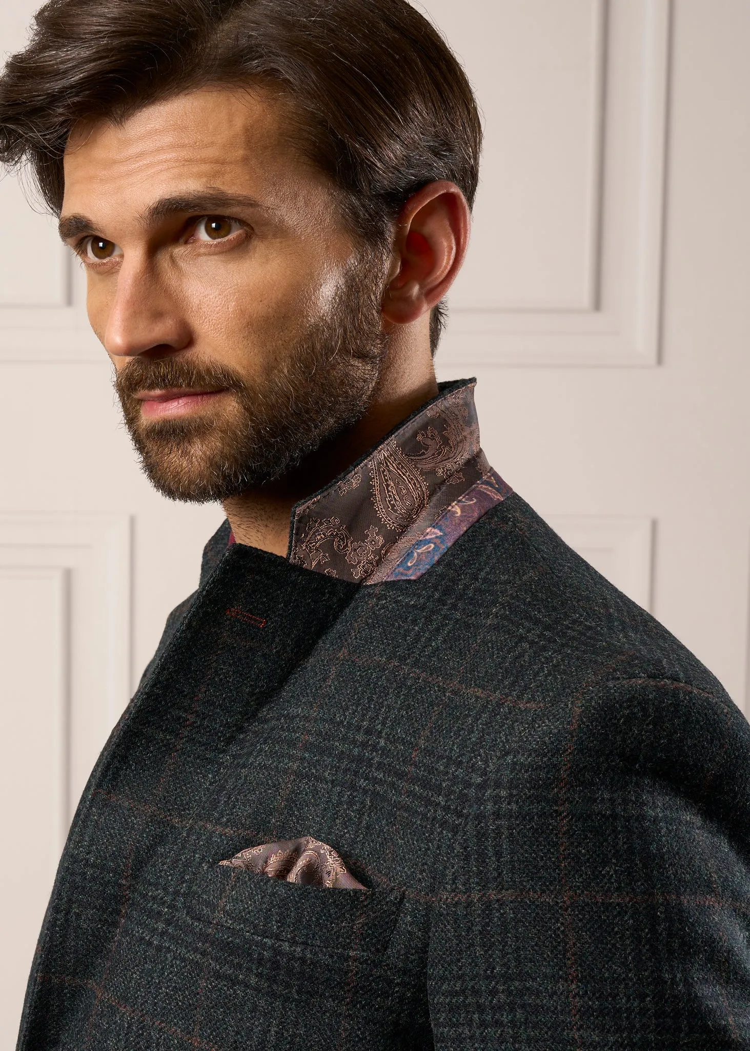 Surrey Tweed Lined Blazer In Green Check - Regular Fit