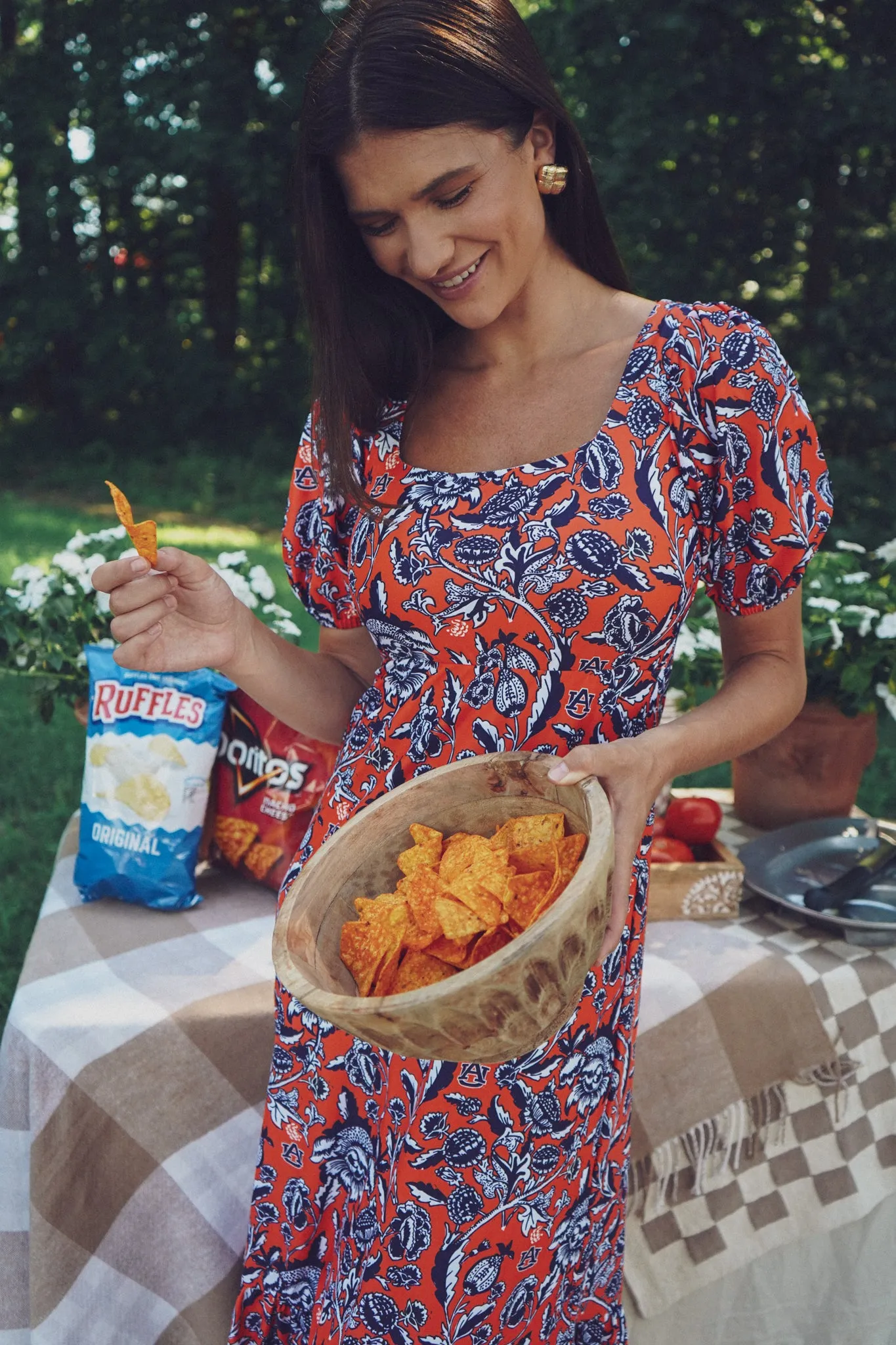 Tailgate Collection Lucy Dress - Auburn Floral Orange