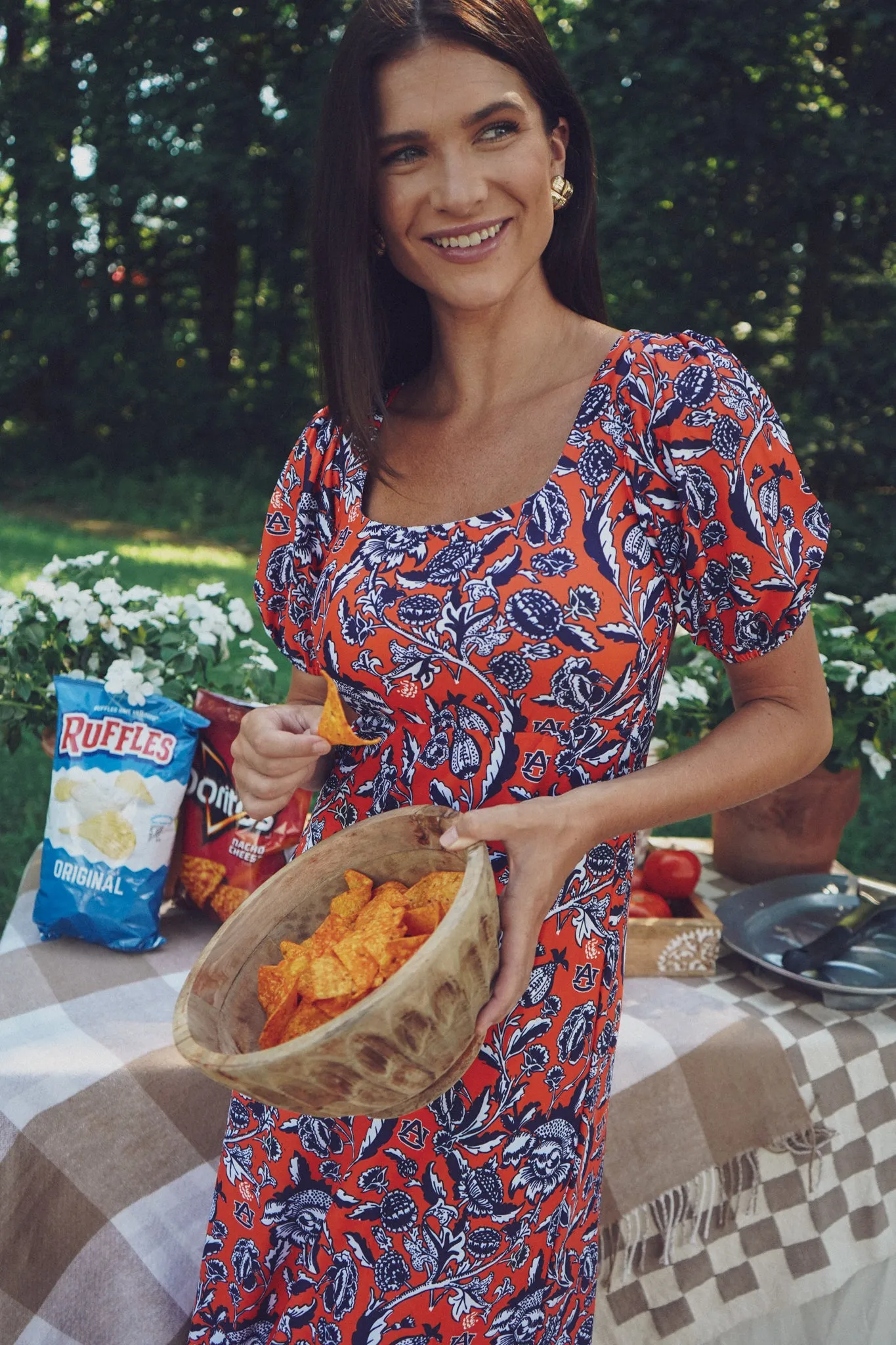 Tailgate Collection Lucy Dress - Auburn Floral Orange