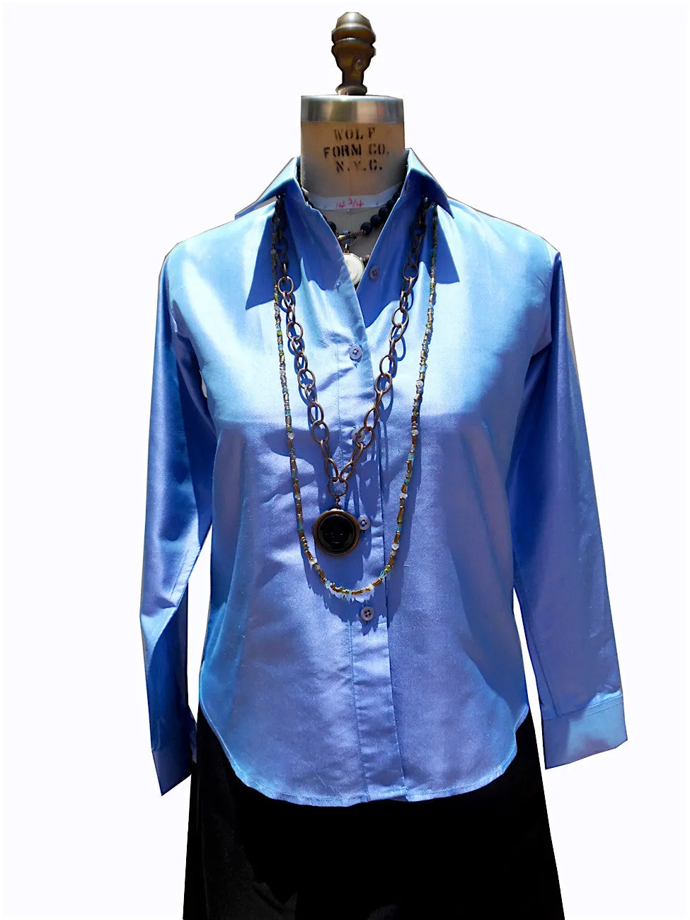 Thai Silk Button Down Shirt Periwinkle