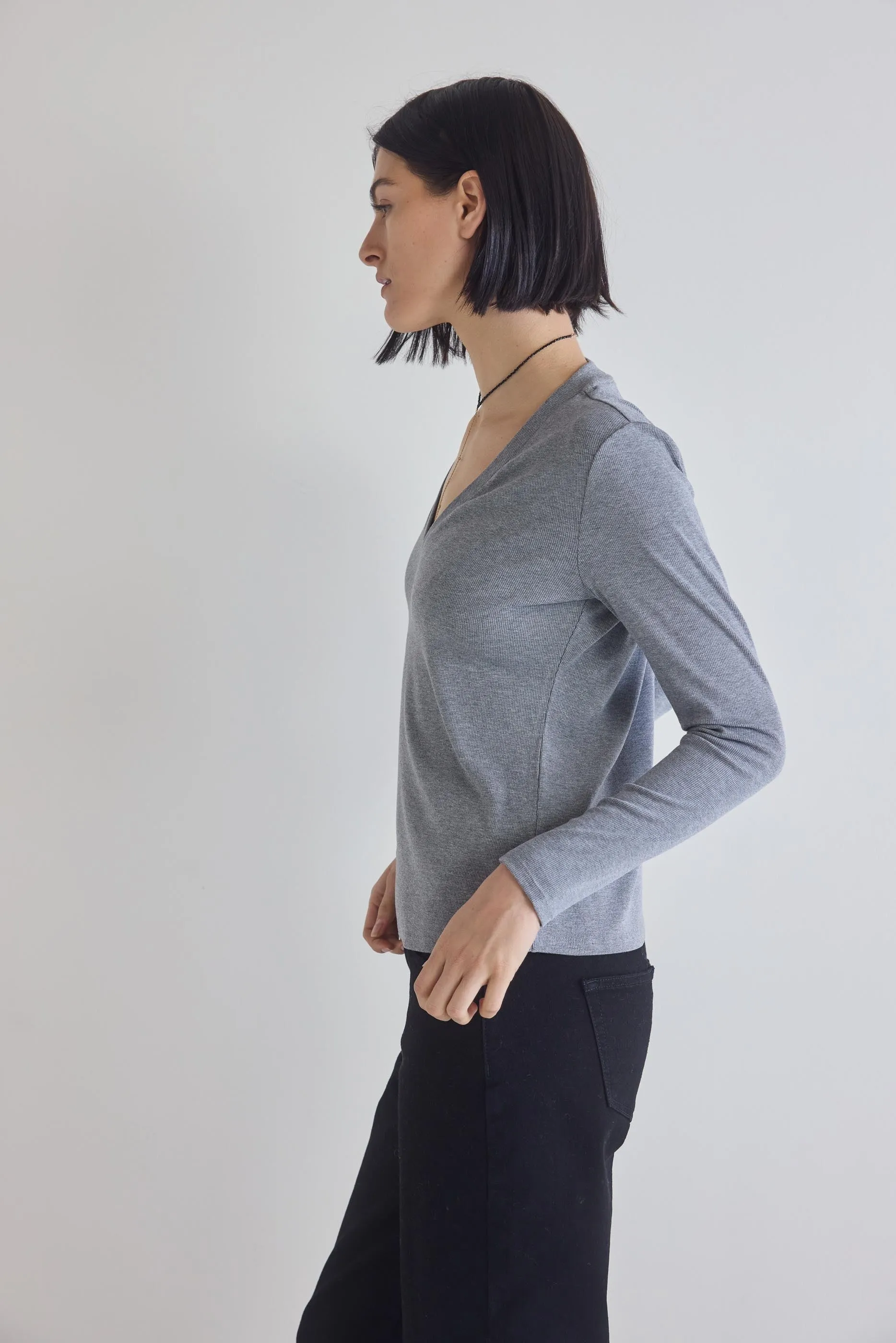 The Ribbed Long Sleeve V-Neck