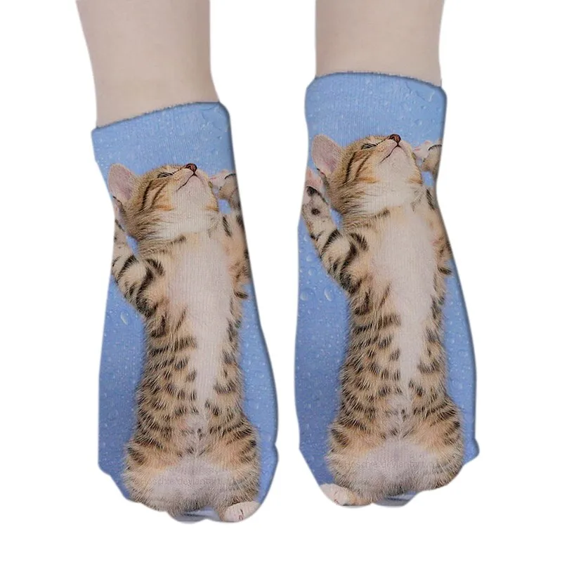 Unisex Cute 3D Cat Image Design Most Comfortable Ankle Socks