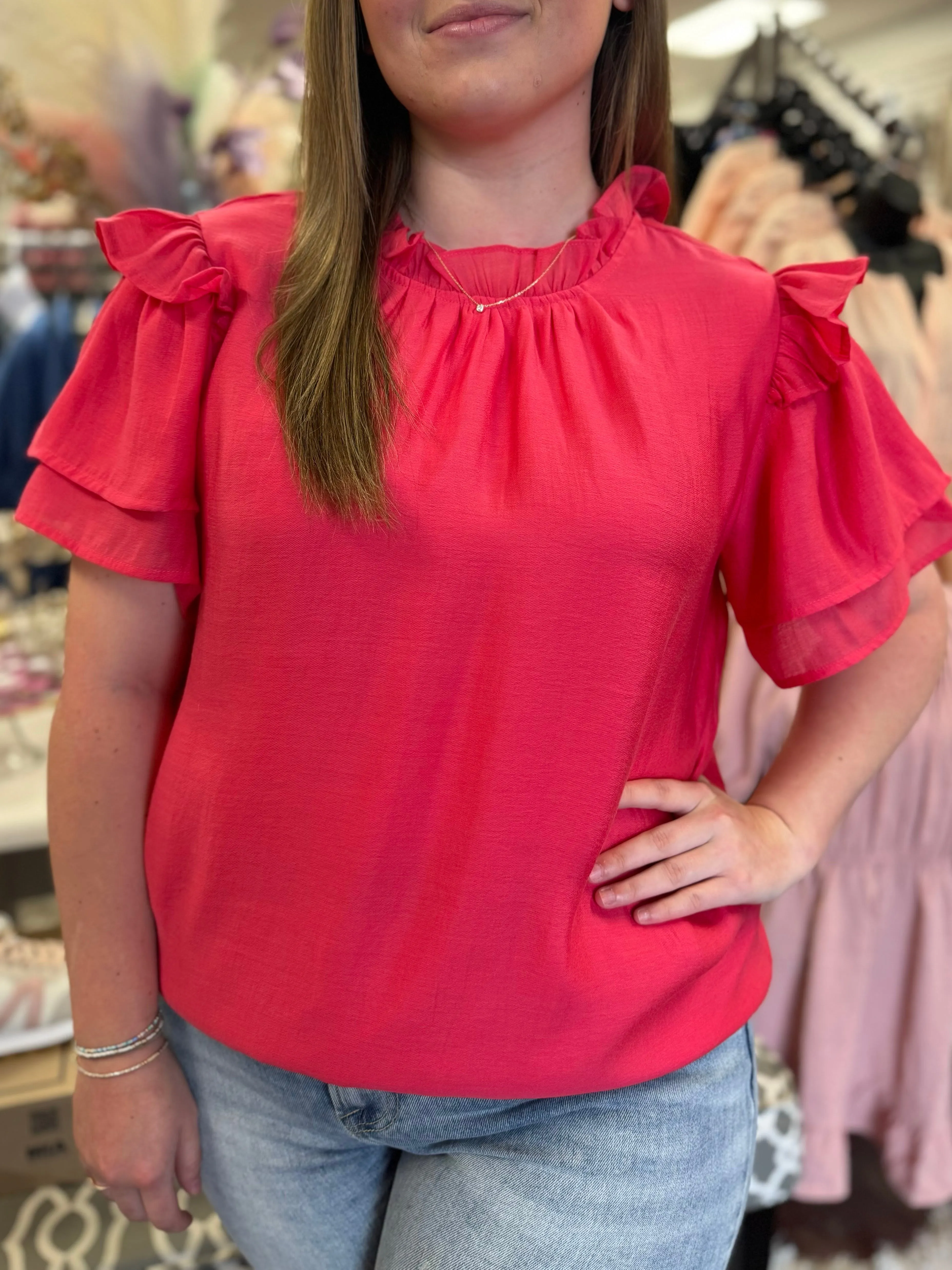 Valerie Ruffle Sleeve Blouse