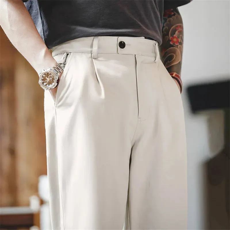 Vintage Gentleman Naples Pants - Casual Straight Wide Trousers