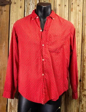 Vintage Guys and Dolls Red Button Up Shirt 50s Medium