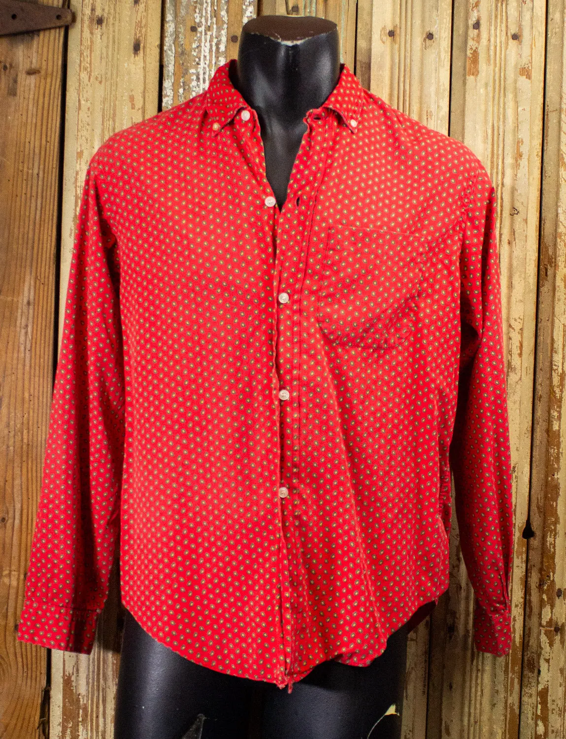 Vintage Guys and Dolls Red Button Up Shirt 50s Medium