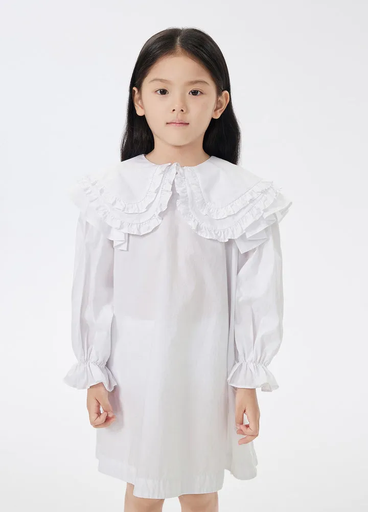 White Ruffle Collar Cotton Dress