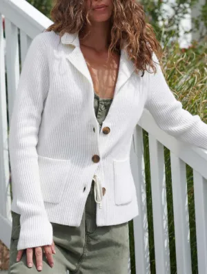 White   Warren - Sustainable Cotton Knit Blazer in Pearl White