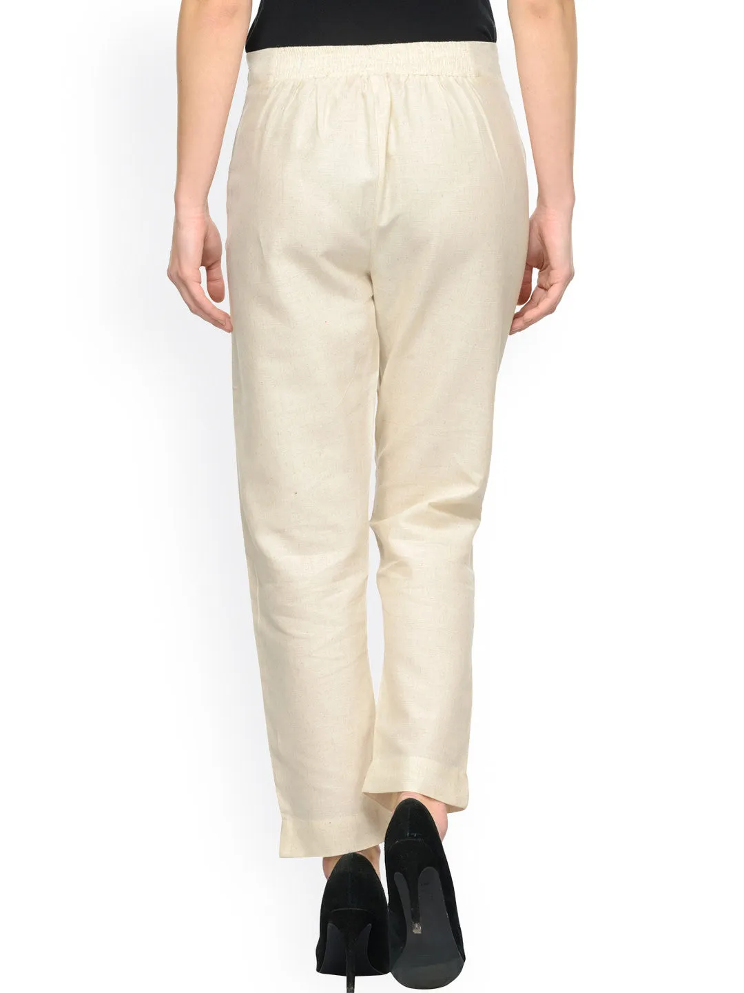 Women Pack Of 2 Cigarette Trousers In Off-White And Black