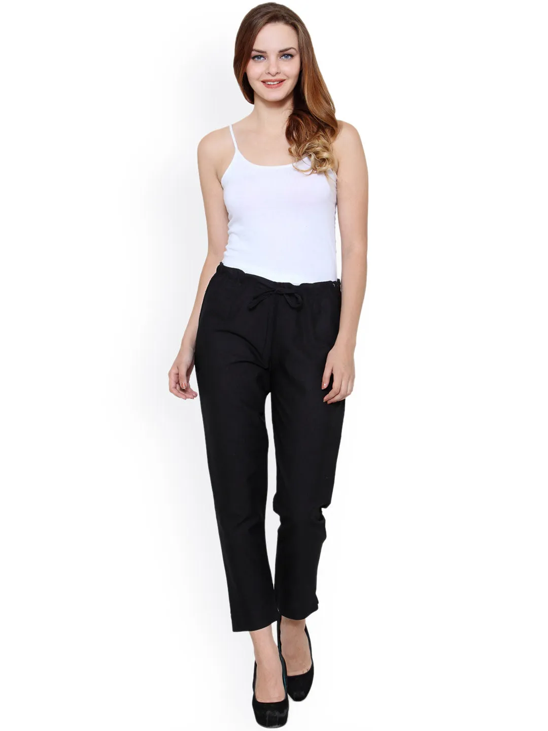 Women Pack Of 2 Cigarette Trousers In Off-White And Black