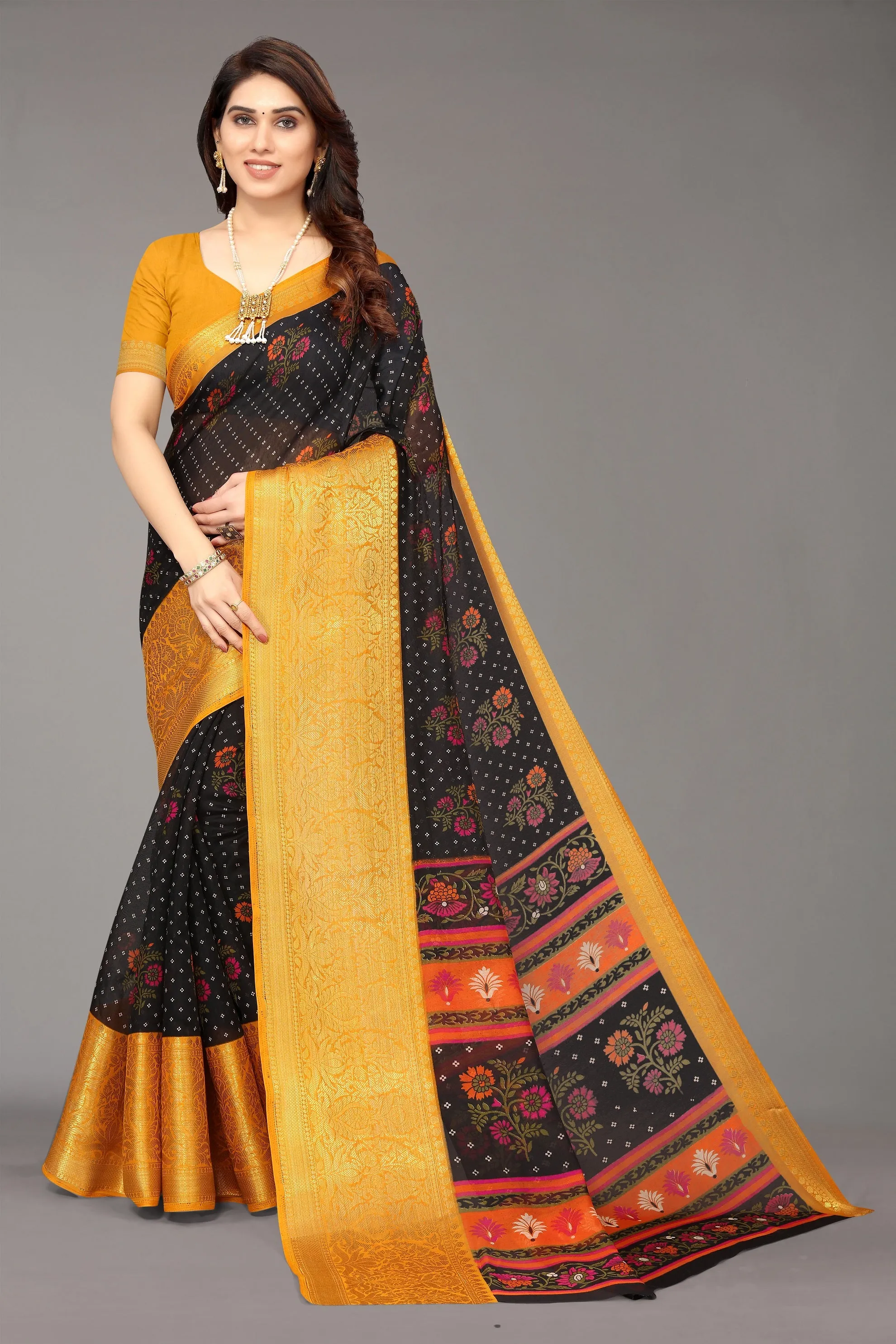 Women Party Wear Bandhani Style Banarasi Silk Saree With Un Stitched Blouse