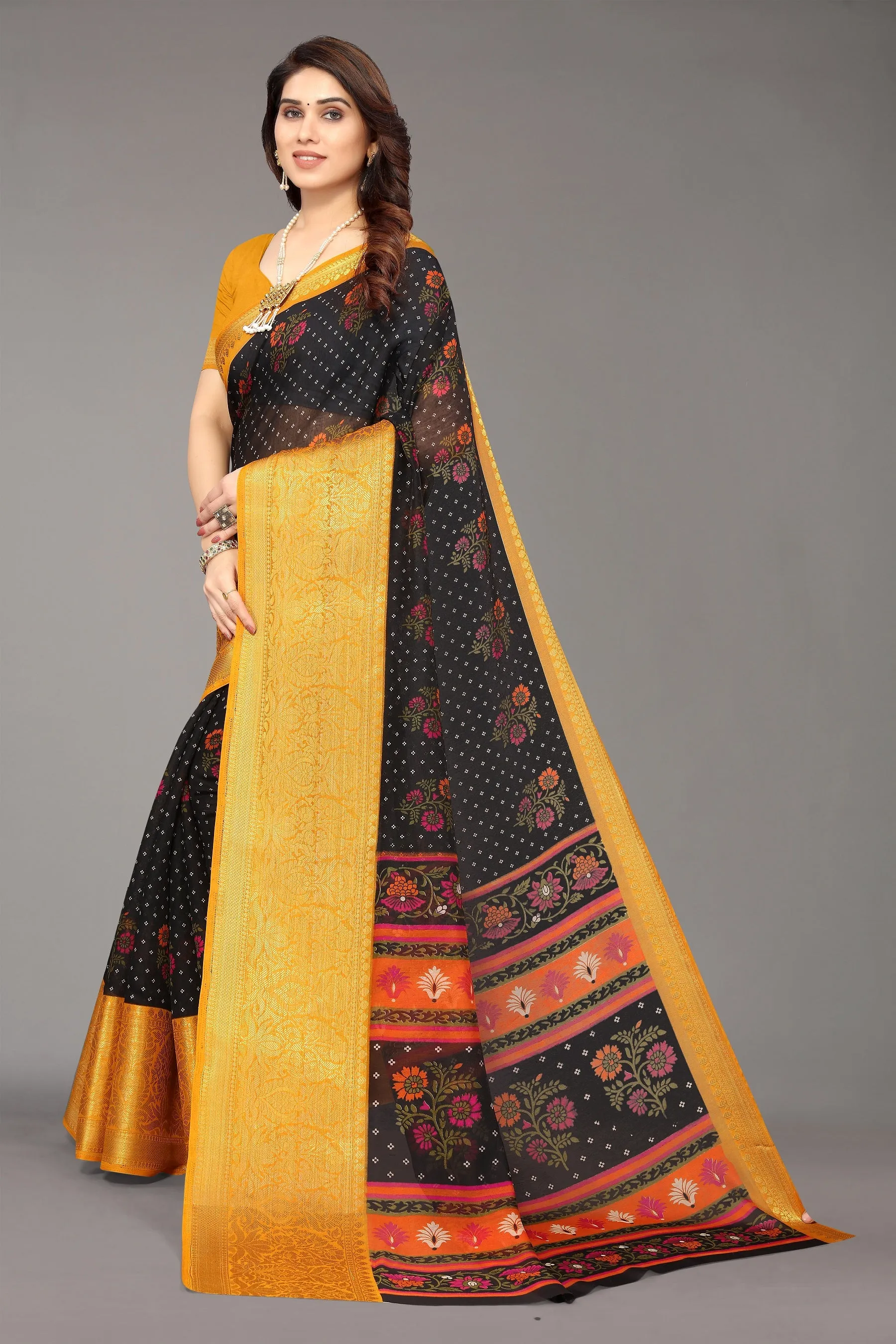 Women Party Wear Bandhani Style Banarasi Silk Saree With Un Stitched Blouse