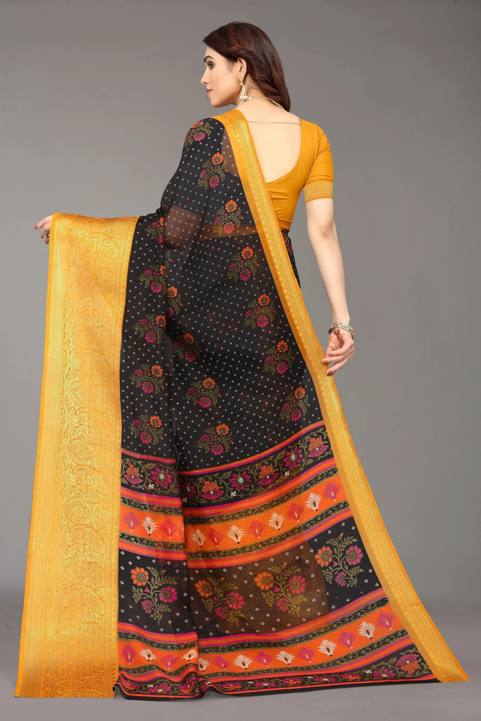 Women Party Wear Bandhani Style Banarasi Silk Saree With Un Stitched Blouse