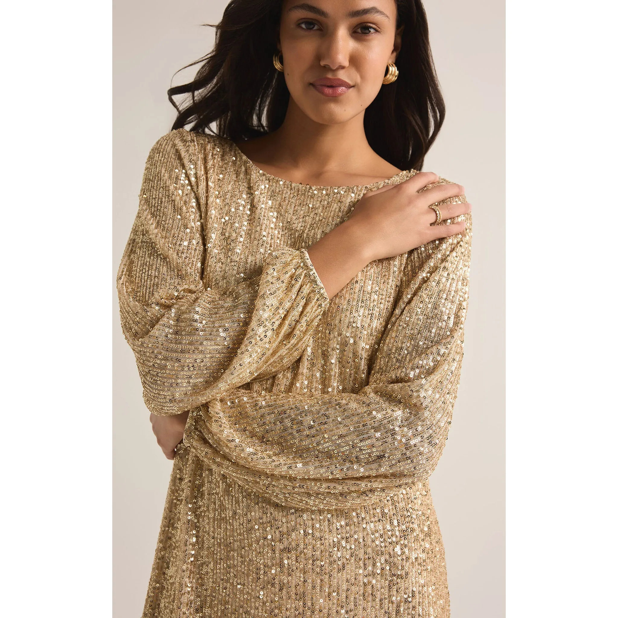 Z Supply Andromeda Sequin Dress in Champagne